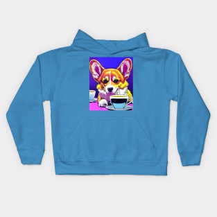 Corgi And Coffee Kids Hoodie